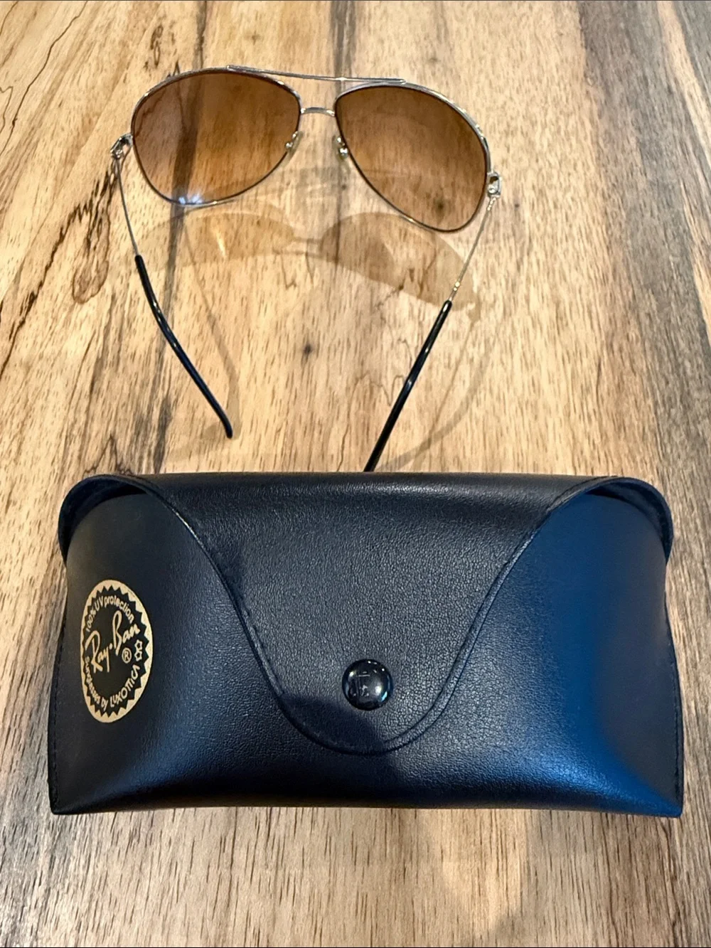 Ray-Ban Silver Frame Sunglasses with Brown Lenses
